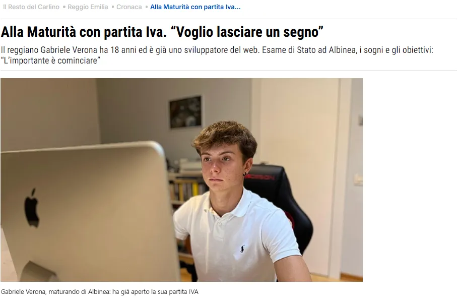 Web Agency Reggio Emilia - Nestweb8 - Gabriele Verona Citato sul giornale